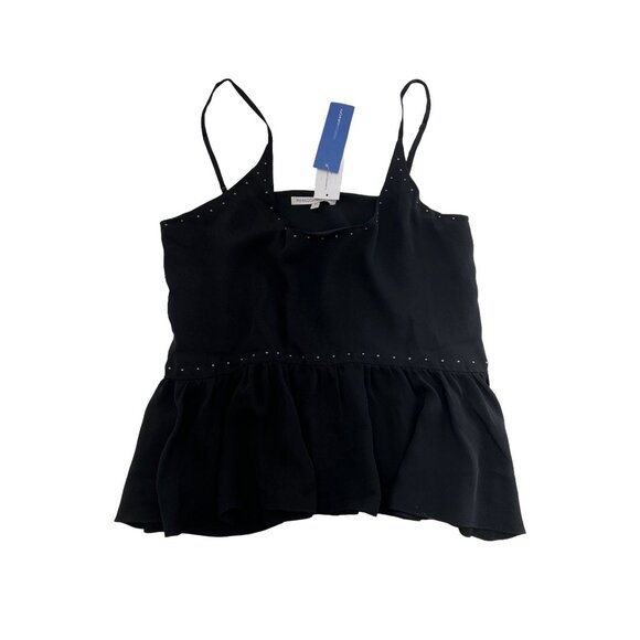 Rebecca Minkoff Peplum Tank Top W/ Studded Details & Adjustable Spaghetti Straps - Picture 2 of 8